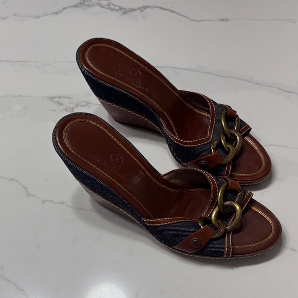 Cole Haan Women's Brown and Black Mules with Gold Accents - Picture 2 of 11